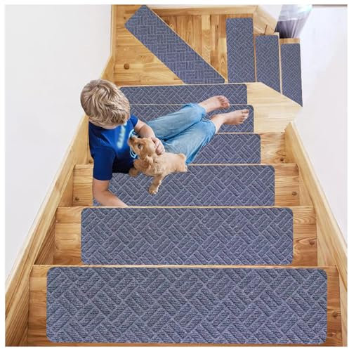 RYJYQYX Anti-Rutsch Treppenteppich, Waschbar Treppen Teppich, 76 x 20,3 cm Treppenteppich Selbstklebend für Kinder Ältere und Hunde,D-10Pcs