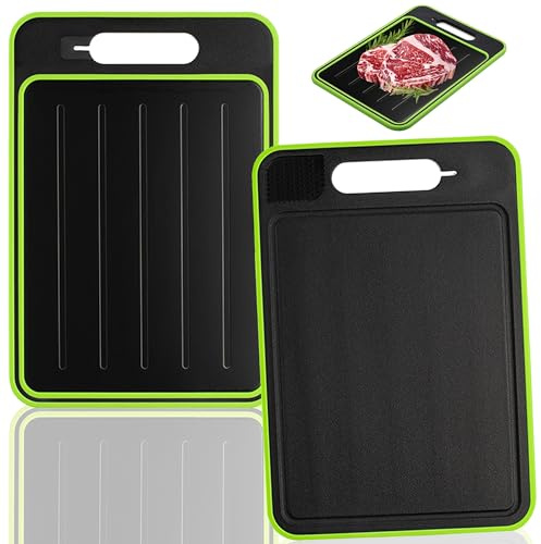 4 in 1 Defrosting Board, Plastic Thaw Cutting Boards, Miracle Melt Defrost Tray for Kitchen Chopping Meat Food(M,12.2x8.3x0.35 Inches)