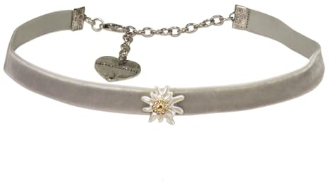 Alpenflüstern Trachten-Samt-Kropfband Strass-Edelweiß Greta mini - Trachtenkette enganliegend, Kropfkette elastisch, Damen-Trachtenschmuck, Samtkropfband schmal (in traditionellen Farben) DHK330