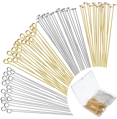 800 Stück Stecknadeln Nietstifte Schmuckherstellung Ohrringe Basteln Nietstifte Mit Öse Verschiedene Kopfstifte Edelstahl Kugelstifte Ösenstifte Kugelstifte Für Herstellung Diy Ohrringen Armbändern