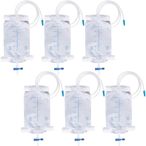6 Stück 500ml Urinbeutel Beinbeutel: Beinbeutel Urindrainagebeutel, Urinsammelbeutel Drainagebeutel mit 2 Riemen, Urinbeutel mit Ventil und T-Ablass, Urindrainagebeutel, Drainagebeutel