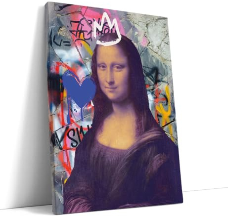 AKINDA Art Gallery - Stampa da Parete 60 x 80 cm - Mona Lisa Alterata - Composizione di Immagini - Dipinto Alterato - Quadro Cucina - Stile Graffiti - Idea Regalo per Arredo Casa