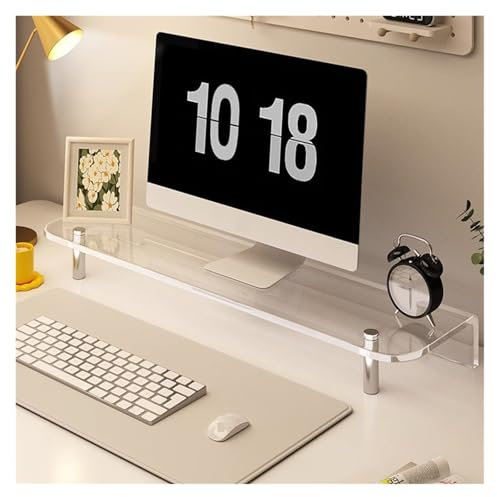 MVAVE Supporto per Monitor da scrivania Transparent Acrylic Material Desktop Organiser Desktop Item Shelf Computer Monitor Booster Shelf(50x20x6cm)