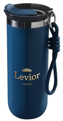 Levior Insulated Travel Mug | 500ML Vacuum Cup | Rope Handle | Leak-Proof & Reusable | Hot & Cold Drinks | Perfect for Coffee, Tea, Office, Travel, Camping, and Outdoor Adventures (Blue)