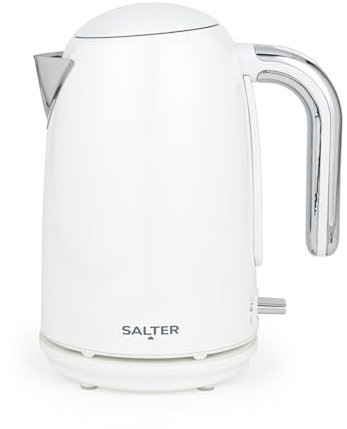 Salter Boston 1.7L Kettle – Electric Cordless, Rapid Boil, 360° Swivel Base, Removable Limescale Filter, Boil Dry Sensor, Strix Controller, Water Level Indicator, Auto Shut Off, 3kW, Ice White Shimmer