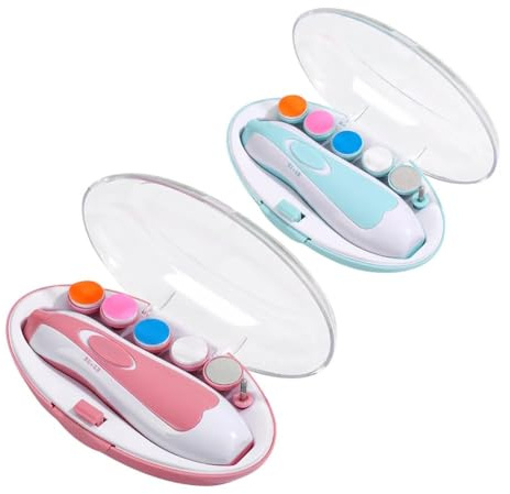 Baby Nail Clippers | Safe Electric Baby Nail Trimmer, Baby Nail File Kit, Additional Replacement Heads, Newborn Toddler Toes and Fingernails, Trim and Polish (Classic, Bleu)