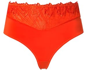 gs1 data protected company 4069787000005 Ulla Popken TruYou Culotte String en Dentelle et Microfibre pour Femme, Rouge Orange, 50-52