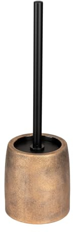 WC-Garnitur Mod. Tremea freistehende Keramik WC-Bürste edles Design Bronze Edelstahl Badezimmer Accessoires Ø11,5cm H37,5cm Schwarz