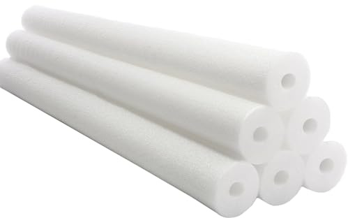 Chochkees White Pool Noodles Swimming Hollow Core Foam Tube, Floating Thick Noodles for Floating, Pool Accessories, 52 (12-Pack)