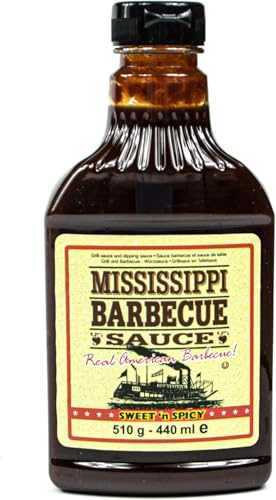 Sweet'n Spicy Barbecue Sauce - Sauce barbecue sucrée et épicée, parfaite pour griller et tremper avec une saveur audacieuse du Sud - Compatible avec le Mississippi - 510 g
