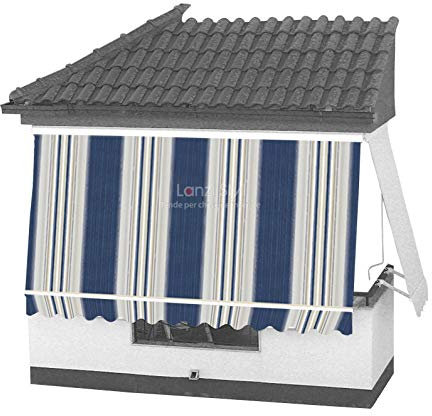 Tenda da sole a caduta con CASSONETTO di protezione braccetti e mantovana - Tessuti TEMPOTEST PARÀ (TESSUTI BLU) - MISURA L cm da 120 a 180 X 260 H