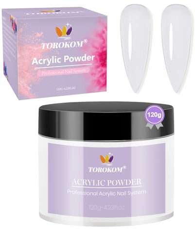 TOROKOM 120g Polvo acrílico - polvo acrílico para uñas Aplicación acrílica para uñas Extensión para uñas Manicura francesa tallado de uñas