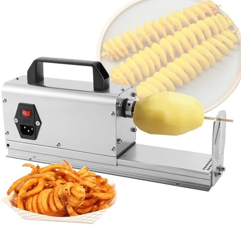 VNATWGOO Tagliapatate Elettrico per Patate, Tagliapatate A Spirale Tornado in Acciaio Inox, per Patate, Cetrioli E Ravanelli