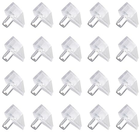 lasuroa 20pcs Clear Shelf Support Pegs, Cabinet Shelf Pegs Bookshelf Peg Support Pin Replacement for Kitchen Cabinets Bookshelves
