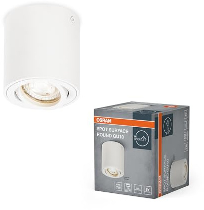 Osram Spot Surface Round Deckenaufbauspot,weiß, mit GU10 Sockel, kann mit einfacher oder smarter Lampe bestückt werden, flexibler Ausstrahlwinkel, Schutzklasse IP20, hochwertiges Gehäuse