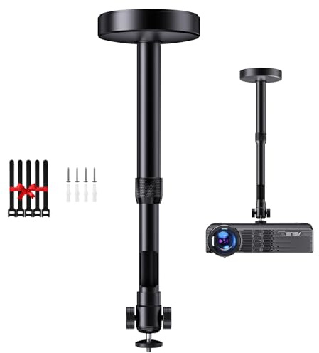 DAWASAPAT Projector Ceiling Mount with New Gimbal, Adjustable Length Projector Mount, ¼-Inch Screw, Compatible with Most Projectors, Ceiling/Wall Use with Adjustable Angle