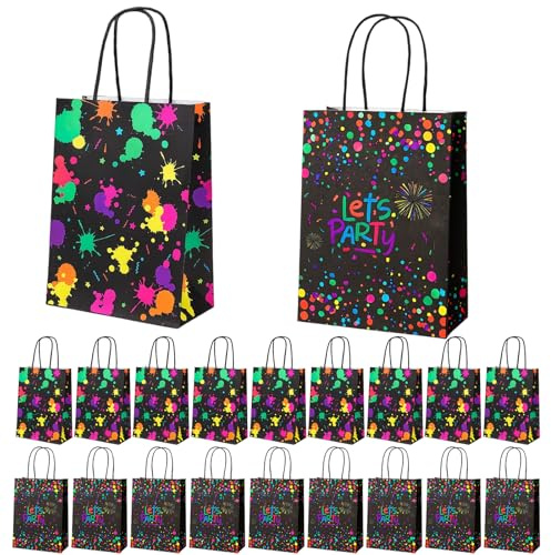 Mitgebsel, 10 sacchetti regalo luminosi per compleanno dei bambini, 15 x 21 x 8 cm, per feste a tema neon