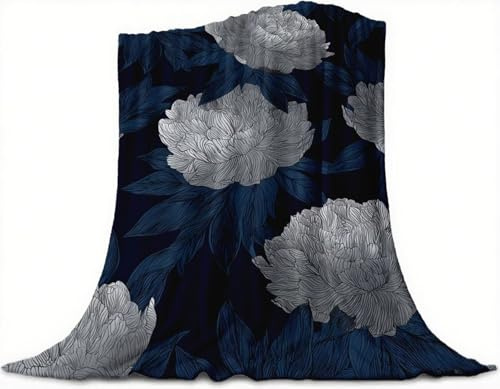 Blanco Manta Franela 210x180cm, Flor Manta Sofa Verano para Sillones, Cobija para Cama Individual, Cálido y Esponjoso para Todas las Estaciones, Sofá Cobija Grande, Decor Home, Regalo Mujer,Model684