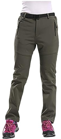 Generisch Pantalones de senderismo para mujer, impermeables, softshellhos, térmicos, exteriores, snowboard, pantalones de esquí, gruesos, pantalones de caza, pantalones funcionales con bolsillos
