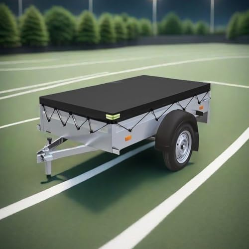 Telone impermeabile antivento per rimorchio, in tessuto Oxford 420D, con orlo elastico e cuciture rinforzate, protezione per carichi pesanti con strisce riflettenti, per la maggior parte dei rimorchi