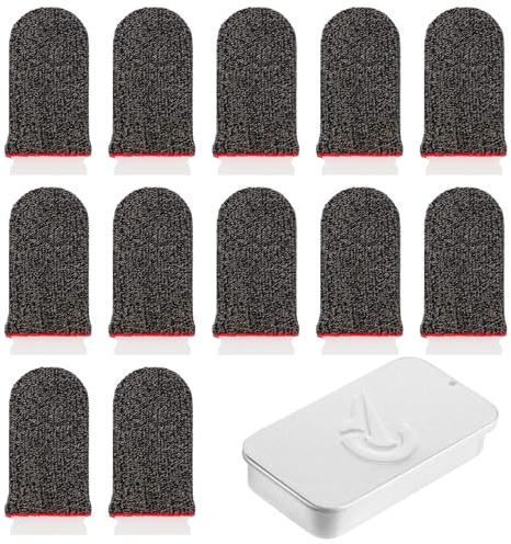 Josojoou 12 Stück Gaming Finger Sleeves Mobile Game Fingerschutz Anti-Schweiß Fingersleeves Bequeme Atmungsaktiver Fingerhülse Daumen Manschetten Armsleeve Für Verbesserte Touchscreen-Empfindlichkeit
