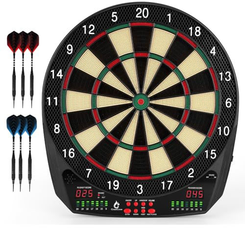 Tablero electrónico de Dardos, 35 Juegos y 580 Variantes, Juego de Diana eléctrica de Punta Suave, dianas Digitales para Adultos con 6 Dardos, 100 Puntas Suaves