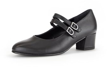 Gabor Damen Riemchen Pumps, Frauen Pumps,gesund,elastisch,gepolstert,polsterung,feminin,pink,Wide-fit,h-Weite,Leder-Sohle,schwarz,40 EU / 6.5 UK