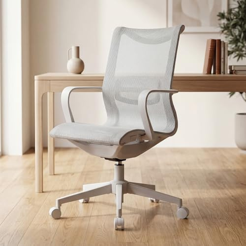 Ya-Home Ergonomischer Schreibtischstuhl Drehbarer Bürostuhl mit Verstellbarer Lendenwirbelstütze, atmungsaktiver Netzrückenlehne, Sitzfläche und Höhenverstellung für das Homeoffice Grau