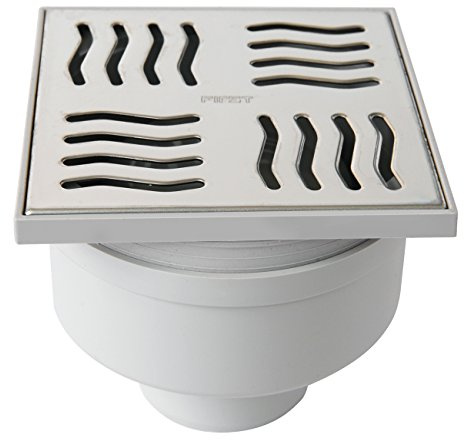 First Plast CHABSV1050IN Ferme siphonique en ABS avec grille, argent (inoxydable), 100 x 100 mm