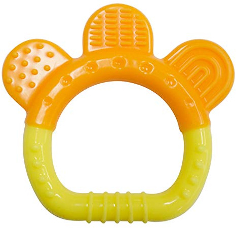 PREMYO Mordedor Bebé Silicona - Anillo de Dentición Aro de Agarrar - Alivia Dolor Libre de BPA Amarillo Naranja