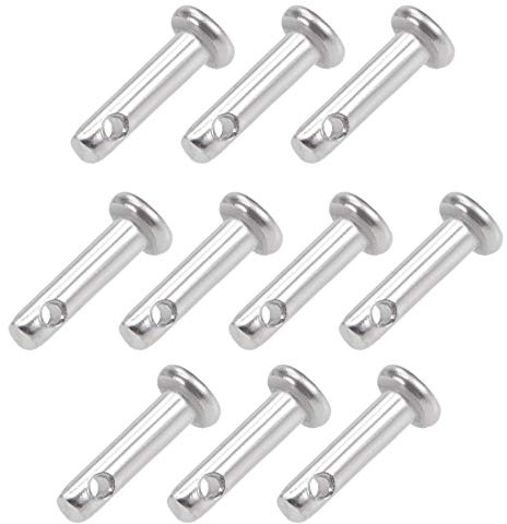 sourcing map 10 Stück Steckbolzen Gabelbolzen Einloch 3mm X 12mm Splintstift Flachkopf 304 Edelstahl Scharnierstift