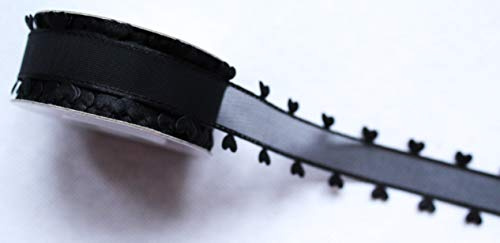 CaPiSo 20mm Organza mit Herz Geschenkband Schleife Herzen Dekoband Herzband Organzaband Hochzeit Weihnachten Geschenkschleife (Schwarz, 10m)