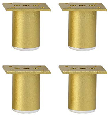 Golden Adjustable Cylinder Aluminum Alloy Furniture Feet,for Sofa,Coffee Table,Table,Chair,Cabinet,TV Cabinet,with Screws(Adjustable Height: (0-12) mm) Set of 4
