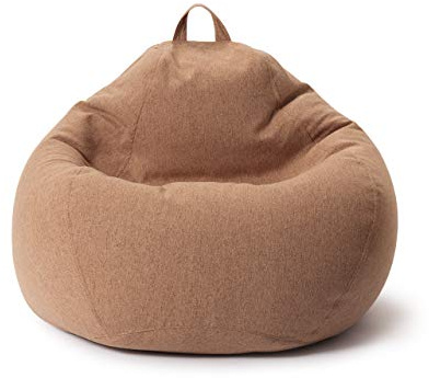 Lumaland Comfort Line Sittsäck, beanbag för inomhus, 80 x 90 x 50 cm, med över 1,5 miljoner justerbara EPS-pärlor, mjuk och bekväm golvkudde, fåtölj för barn och vuxna, 185 liter volym (brun)