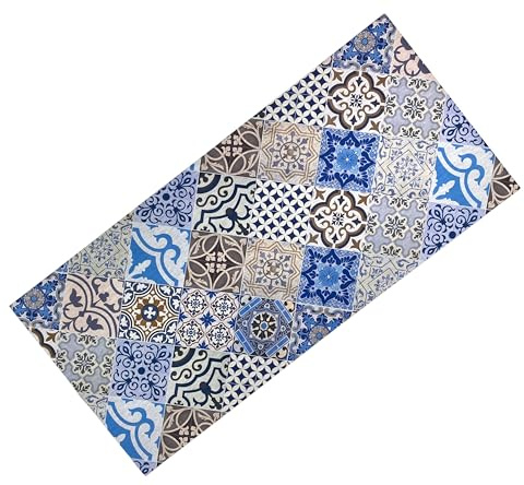 Tex family Tappeto Runner da Cucina Passatoia Antiscivolo MAIOLICA Mare Made in Italy - Cm. 50x140