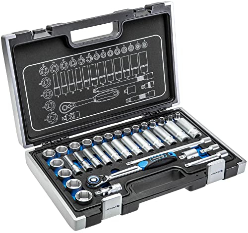 Högert Technik - Caja de Herramientas, Juego de Herramientas, Maletin Herramientas, Caja Herramientas, Kit de Herramientas, Maleta de Herramientas, Set de Herramienta, 3/8”- HT1R465, 36 Piezas