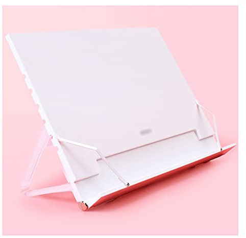 Leseständer Kunststoff-Buchständer Verstellbarer Halter für Schreibtisch-Lese-Faltbarer flacher Bücherstand Dokument Lehrbuch Kochbuch Noten 10 x 8,7 Zoll Bücherregal (Color : White)