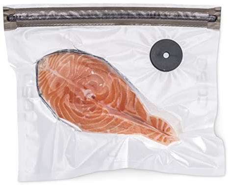 CASO Vacu ZIP-Bags 26x23 cm, 20 Beutel, SousVide geeignet, BPA Frei, mit 150 µm besonders stark, reißfest, wiederverwendbar, für CASO (Hand)-Vakuumierer mit ZIP-Adapter, inkl. Food Manager Sticker