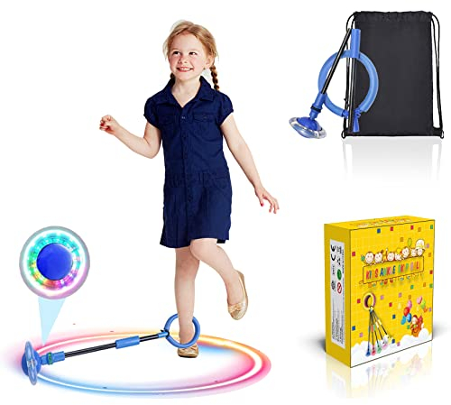 Idota Kinder Blinkender Springring, Swing Wheel mit Lichtrad, Faltbarer Flash Jumping Ball, Knöchel Skip Ball, Swing Wheel mit Lichtrad,Outdoor-Hüpfspiel, Fitness Spielzeug für Kinder Erwachsene
