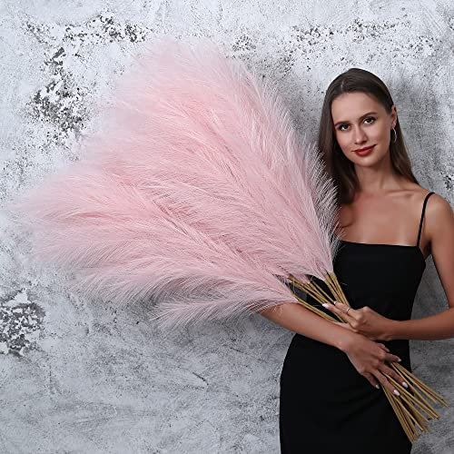 8 Stück 114,3 cm hoch, künstliches Pampasgras-Dekor, großes künstliches rosa Pompos-Gras, lange künstliche Pompas für Bodenvasenfüller, Hochzeit, Babyparty, Zuhause und Boho-Dekor (Rosa)