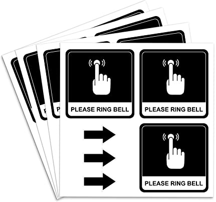 dealzEpic - Please Ring Bell Sign Stickers with Arrows Stickers - Self Adhesive Peel and Stick Decals - 5x5cm