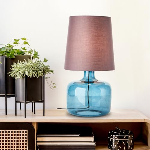 Lightbox Tischlampe mit Stoffschirm, E27 Lampe, blau | Tischleuchte fürs Wohnzimmer, Schlafzimmer und die Fensterbank, dezente, vielseitig kombinierbare Leuchte