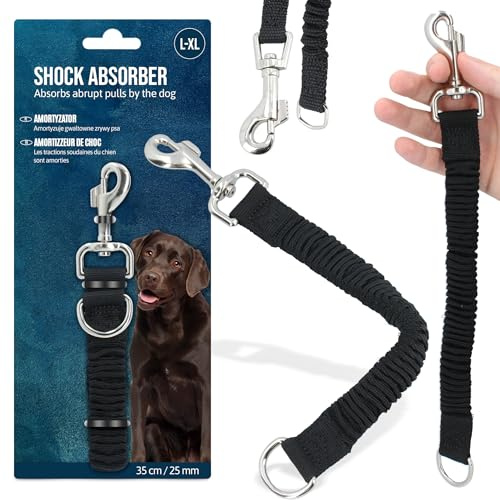Correa Amortiguador para Perro Extensión Apéndice Perros Pequeños Elástico Antitirones Absorción de Impactos Universal Previene Lesiones (L-XL)