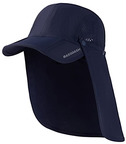 Bassdash UPF 50 + Cappello da Pesca Pieghevole Cappello da Baseball cap con Collo Rimovibile Flap Portatile per Uomini Donne Golf Escursionismo