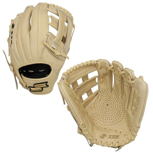 SSK Z5 Craftsman Outfield Baseball Glove – Deep Pocket 12.25 - 12.5” - 12.75” – Right & Left Hand Throw (Camel - H Web, 12.25 - Right Hand Throw)