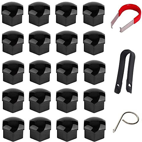 20 StüCke 17mm 19mm Radmutterkappen Reifenmutternabdeckungen FüR Mercedes Benz AMG w204 w211 W210 C63 c180, Universal Nut Abdeckkappe Schraube Auto Mutter Covers Bolt Radkappen,BLACK-17MM