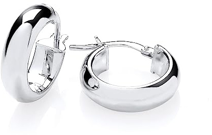 Old English Jewellers Sterling Silver Chunky Plain Hoop Creole Earrings - 17mm Diameter - 925 Silver