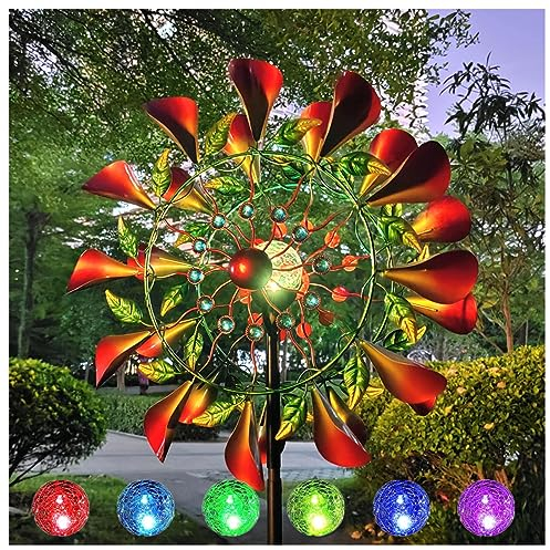 Solar Magische WindmüHle Aus Metall, 210cm Groß Windspiel Metall, Groß Windrad Garten XXL, FüR Den AußEnbereich,Terrasse