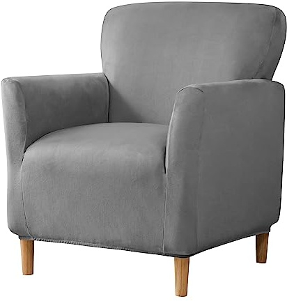 Elehealthy Stretch Chair Covers Banquet Armchair Slipcovers Luxury Velvet Armchair Sofa Covers Chair Slipcover Anti-Slip Furniture Protector for Living Room Friendly for Kids Pets (Dark Grey)