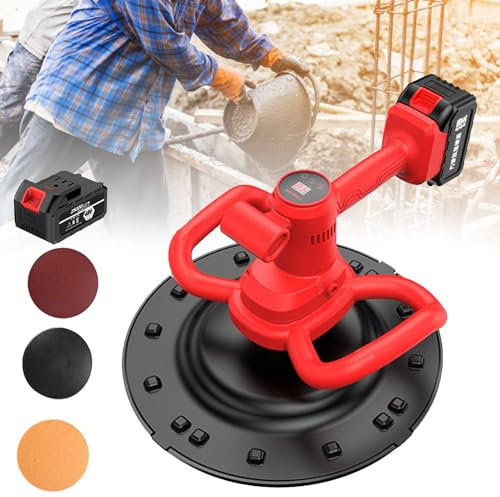 Oiyekntd Handheld -Wand -Glättungsmaschine, elektrischer kabelloser Betonzement Mörtel Elektrische Körner Wandglättungsmaschine mit 9 Zahnradschleppregel, Wandpflaster, Maschine,1Battery